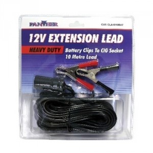 Extension Lead 12V Battery Clip/CIG Socket 10M