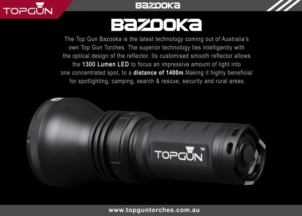 Top Gun Bazooka 1400M Throw LED Torch Kit