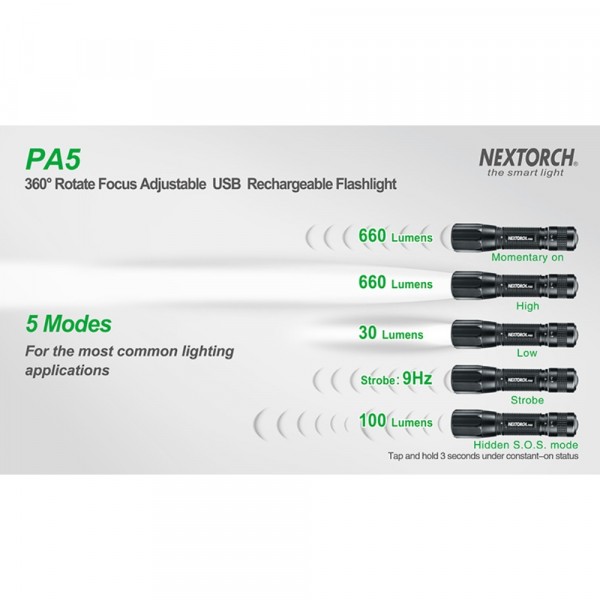 NEXTORCH PA5 | Rechargeable Focussing LED Torch 